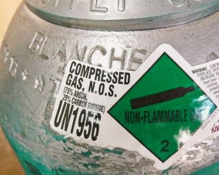label for argon and co2 blend of MIG welding gas