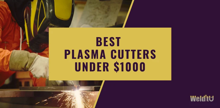 Man in orange coveralls cutting thick metal using one of the best plasma cutters under $1000