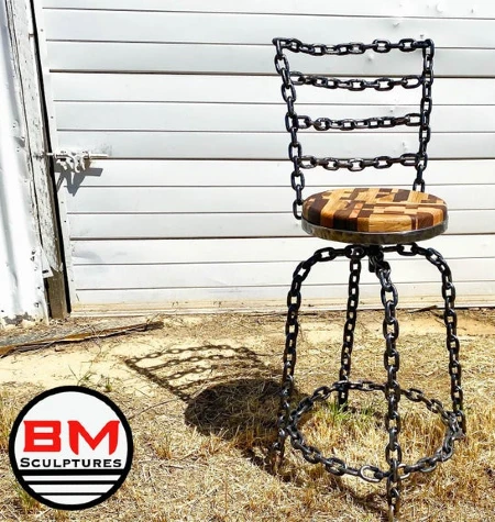 Welded chain and scrap wood stool