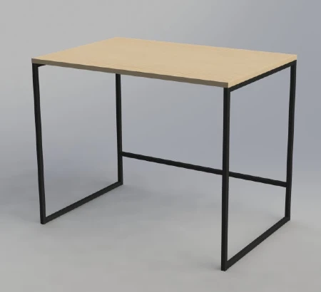Minimalist desk with wood top and metal base