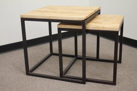 Metal and wood nesting tables